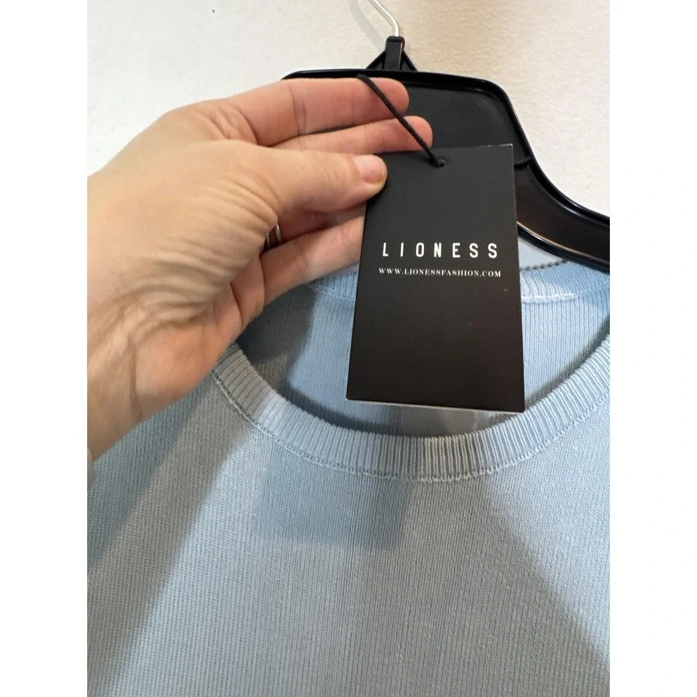 Lioness Military‎ Minds Dress Womens Small Blue Ruched Bodycon Mini Crew Neck